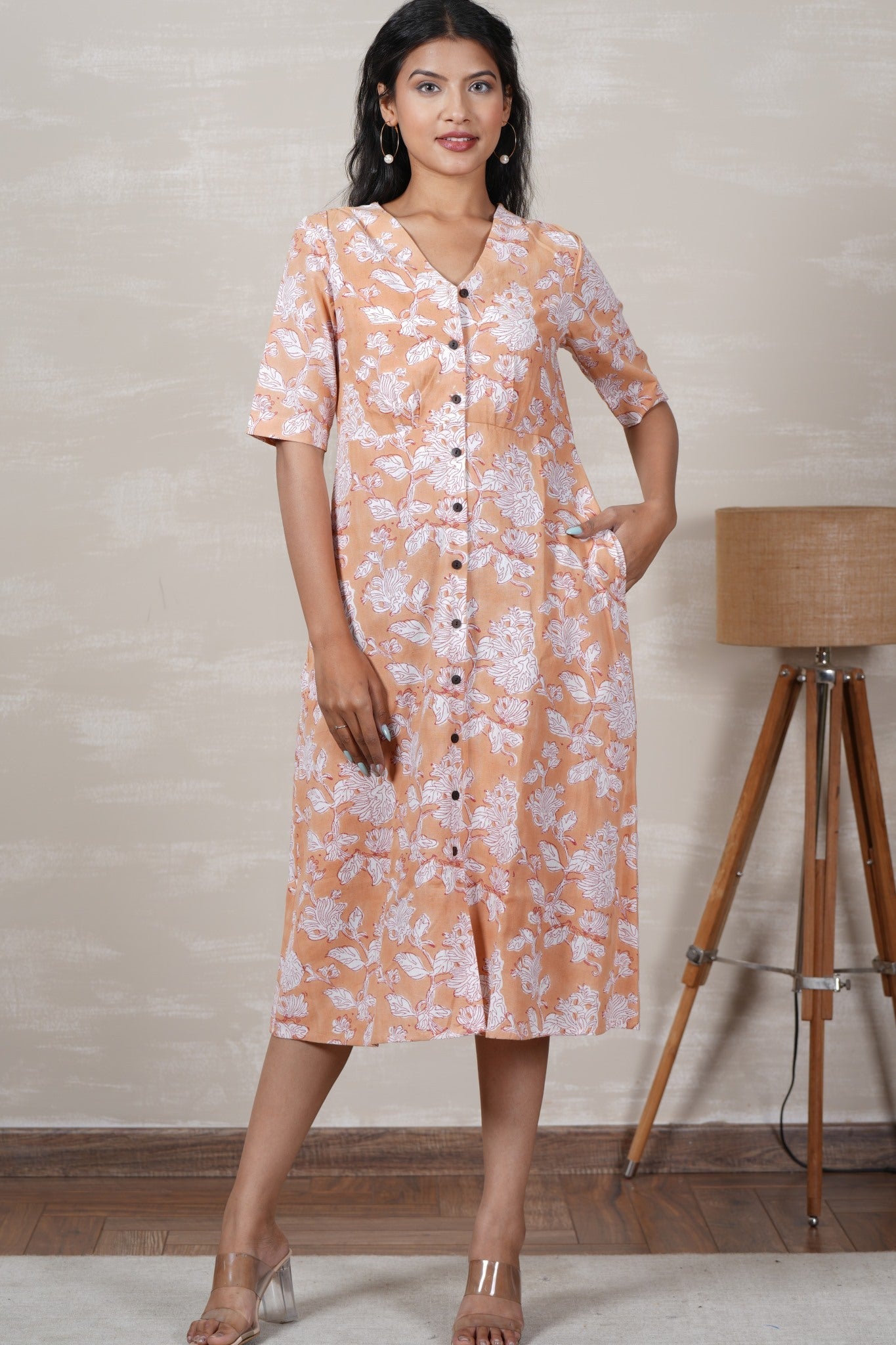 Jasmine Hand Block Printed Dress - SootiSyahi