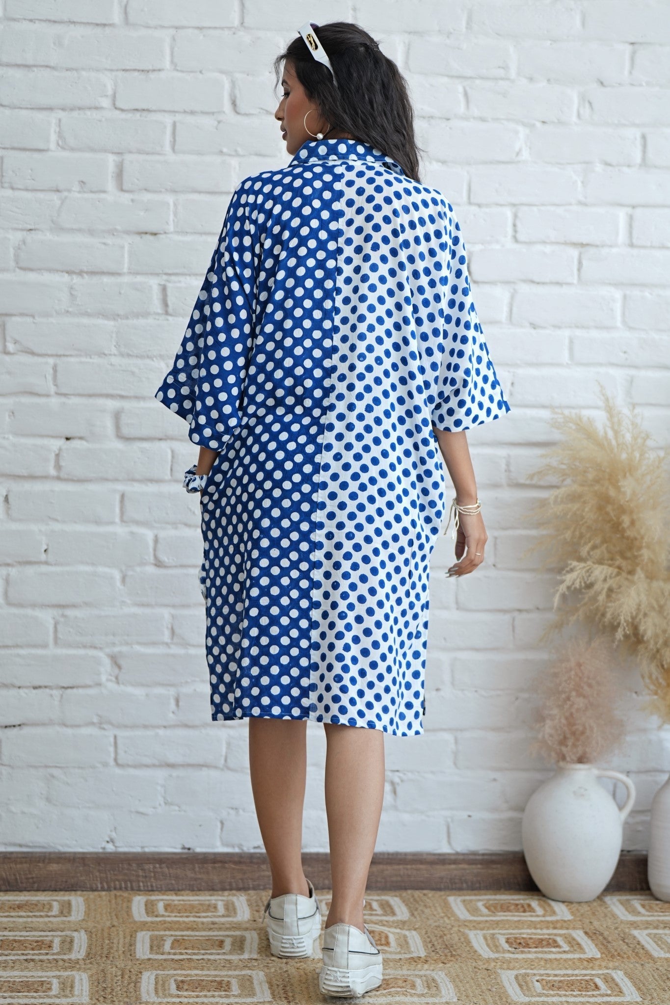 Joyce in Blue Hand Block Printed Oversize Shirt - SootiSyahi