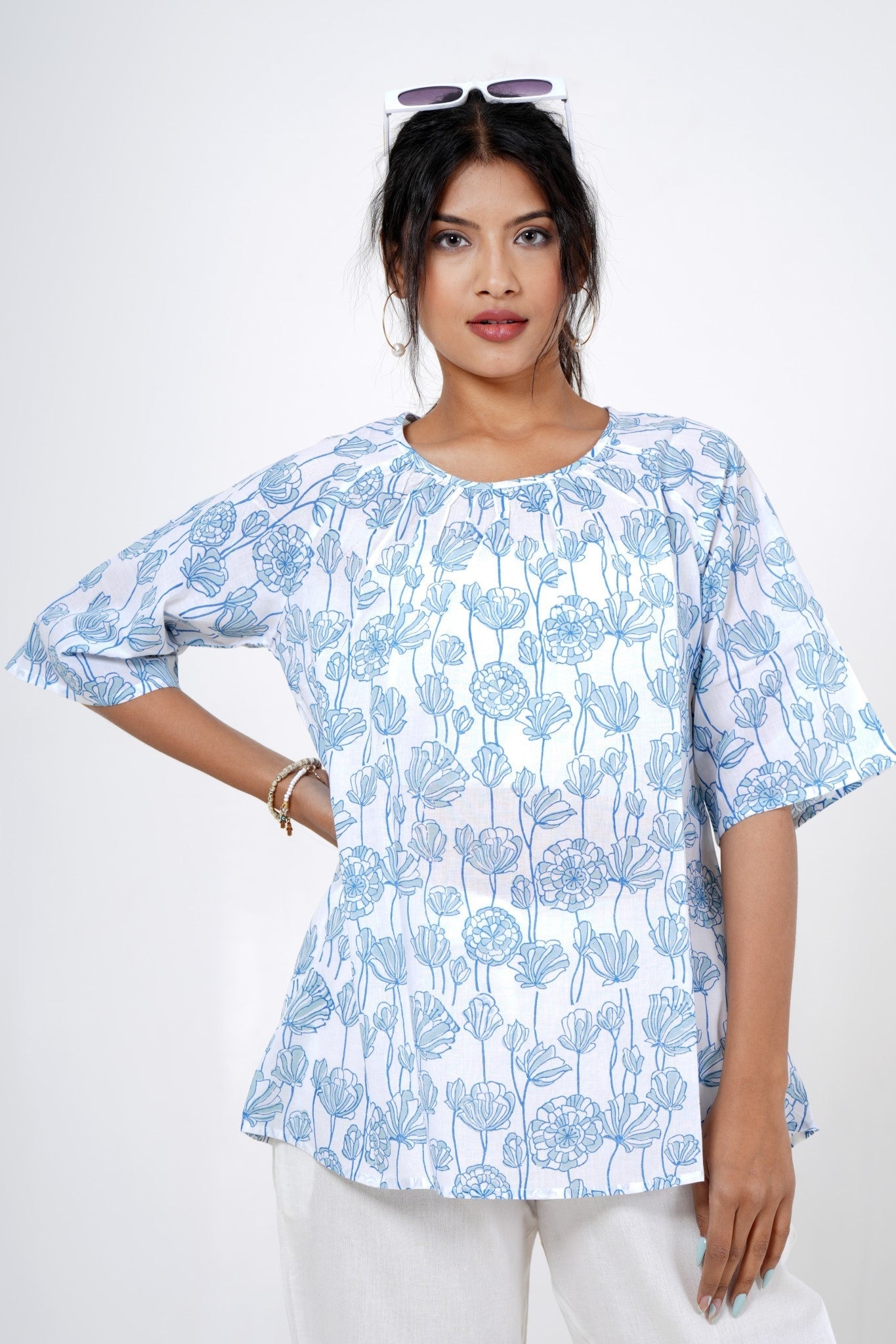 Lavish Lily Hand Block Printed Top - SootiSyahi