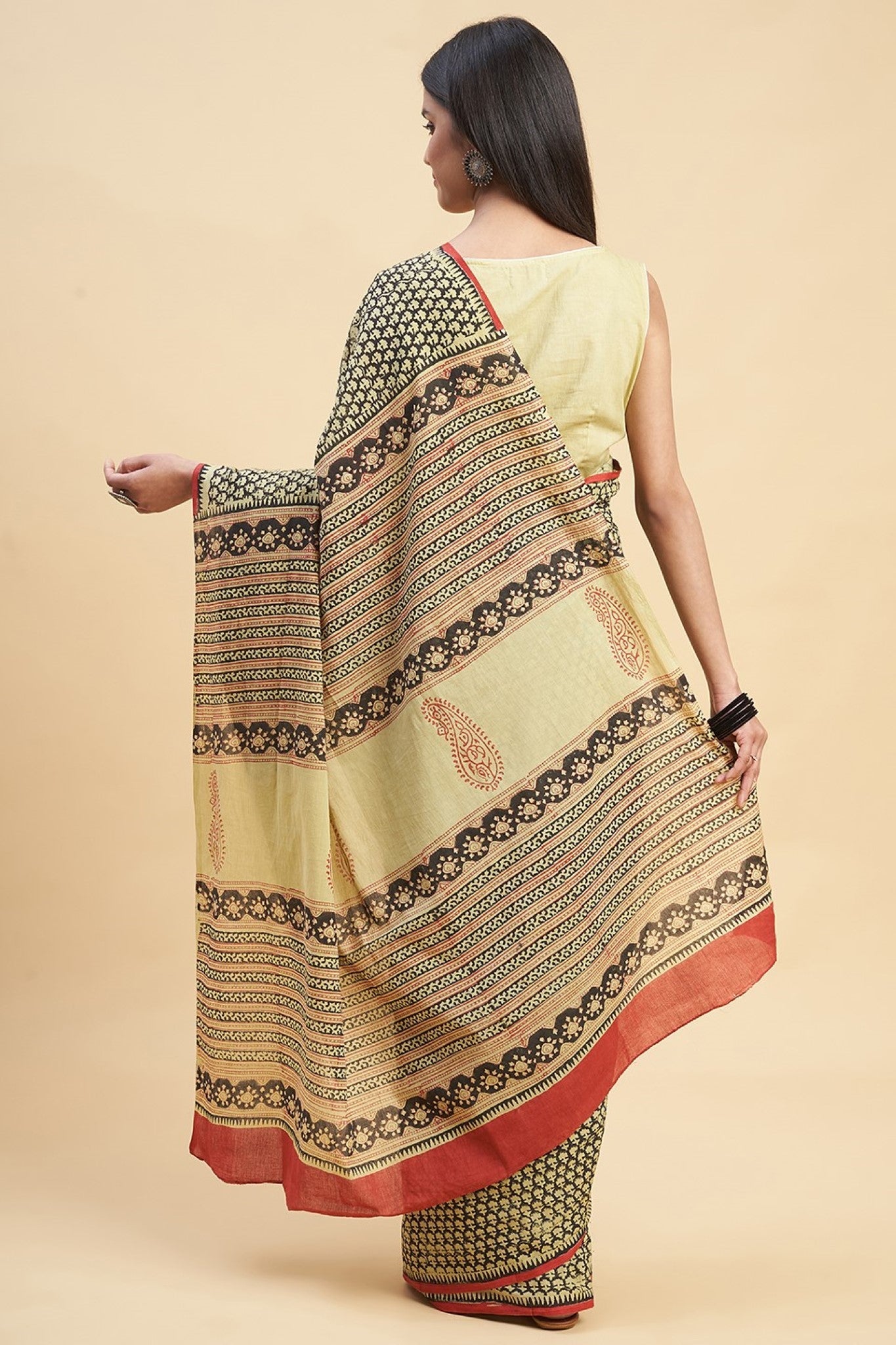 "Liberica" HANDBLOCK PRINT MUL COTTON SAREE - SootiSyahi