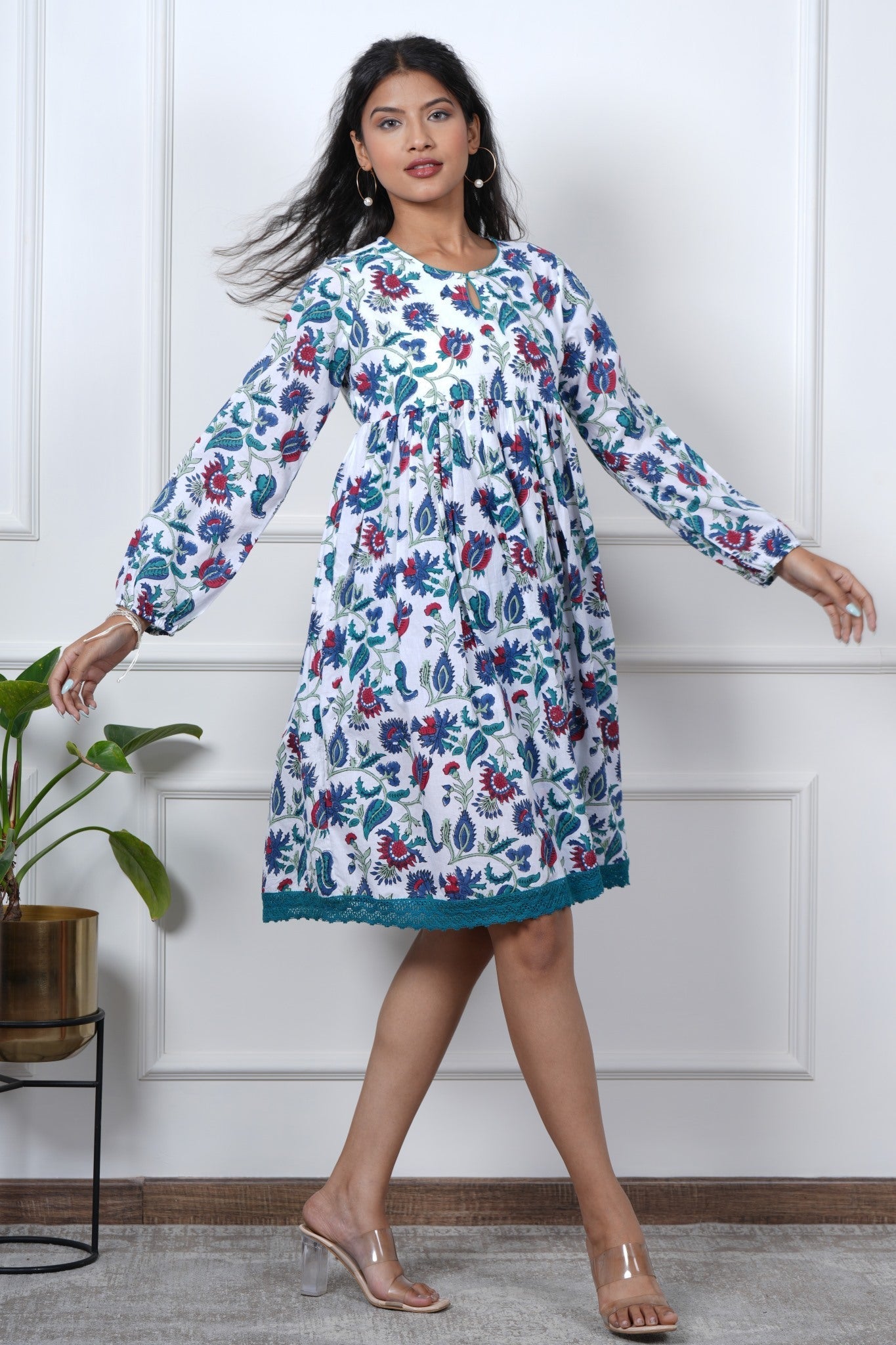 Lotus Luxe Hand Block Printed Dress - SootiSyahi