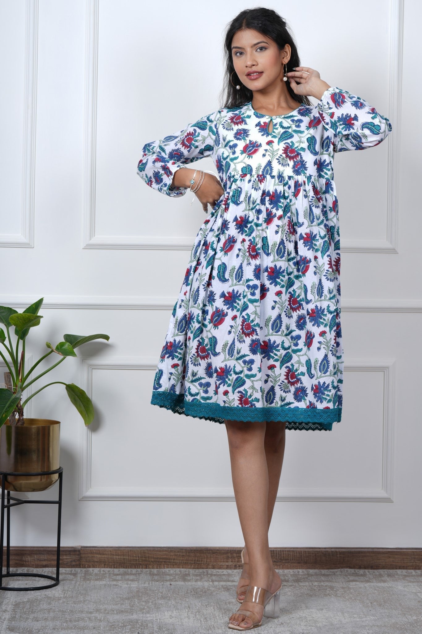 Lotus Luxe Hand Block Printed Dress - SootiSyahi