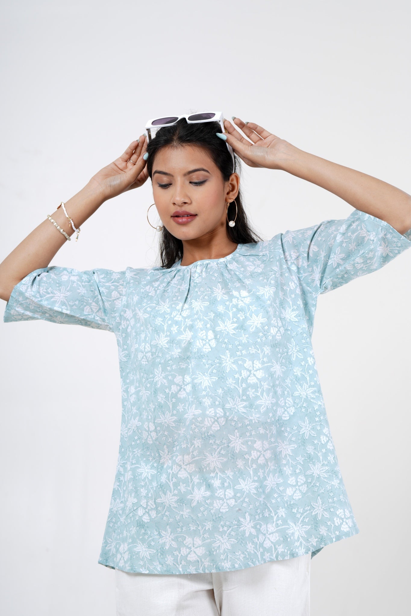 Meadow Melody Hand Block Printed Top - SootiSyahi