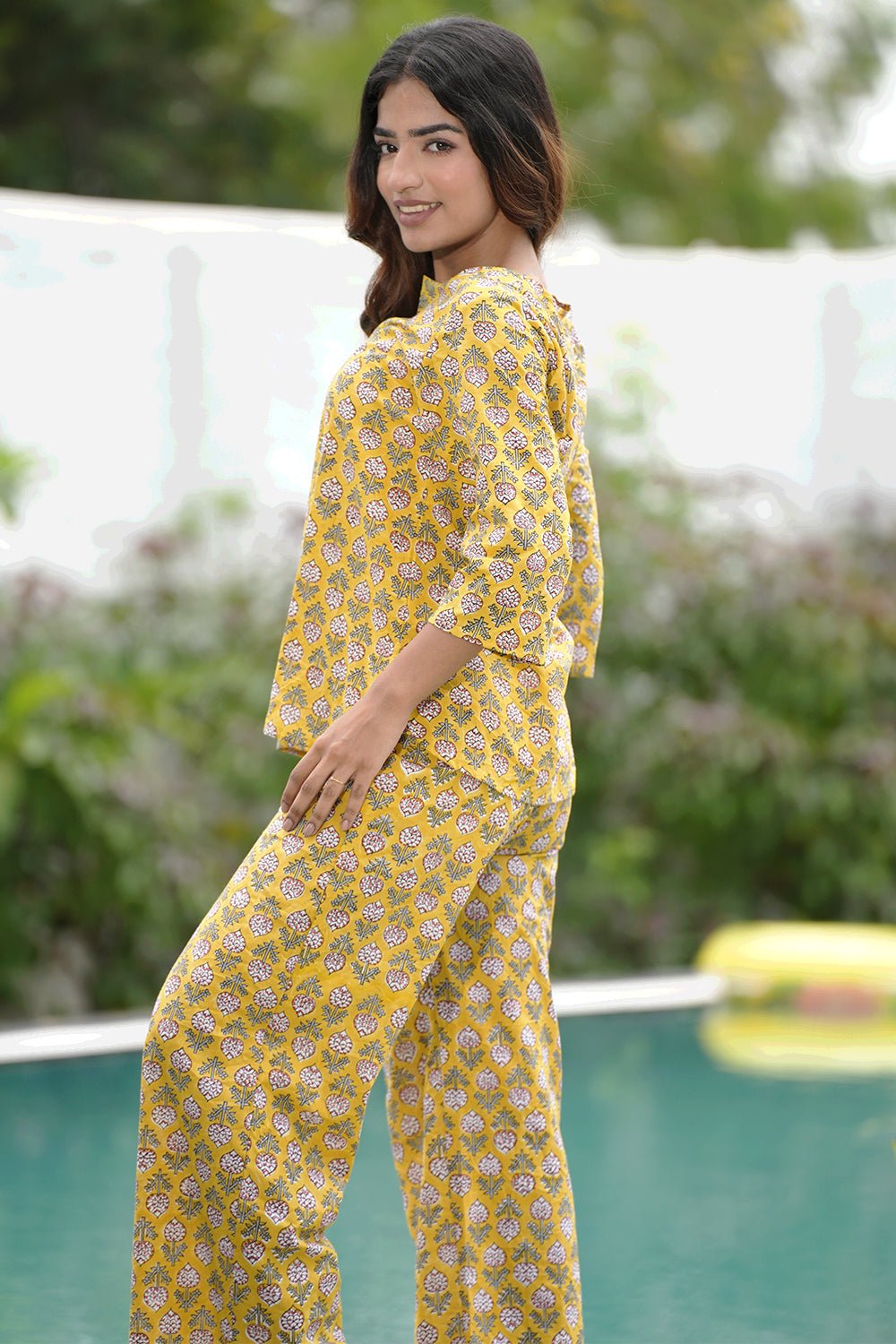 Paheli Dhoop Block Printed Night suit - SootiSyahi