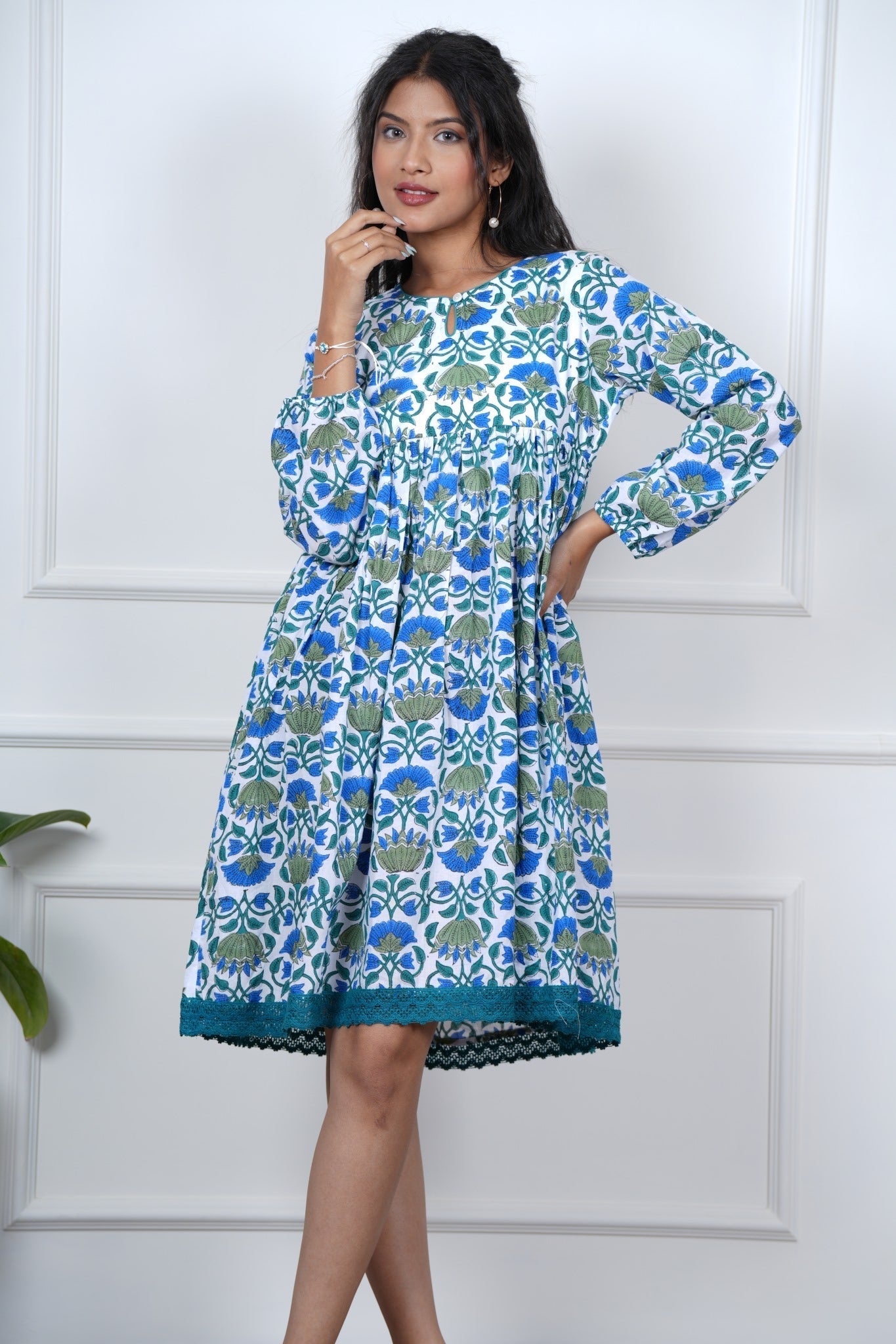 Petal Perfection Hand Block Printed Dress - SootiSyahi