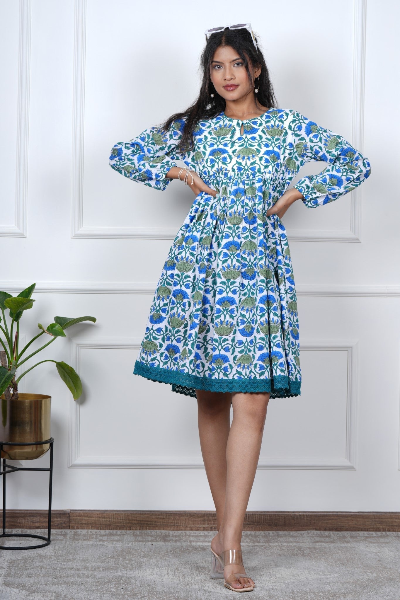 Petal Perfection Hand Block Printed Dress - SootiSyahi
