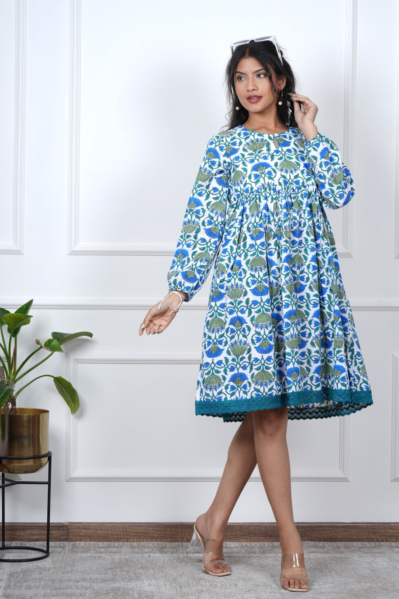 Petal Perfection Hand Block Printed Dress - SootiSyahi