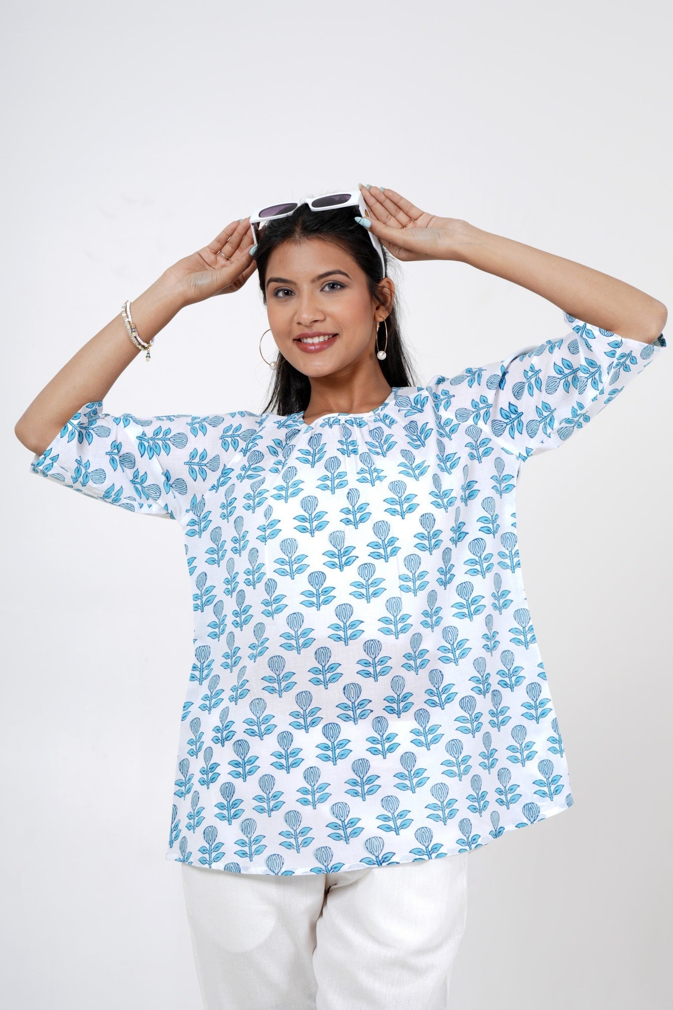 Petal Pulse Hand Block Printed Top - SootiSyahi