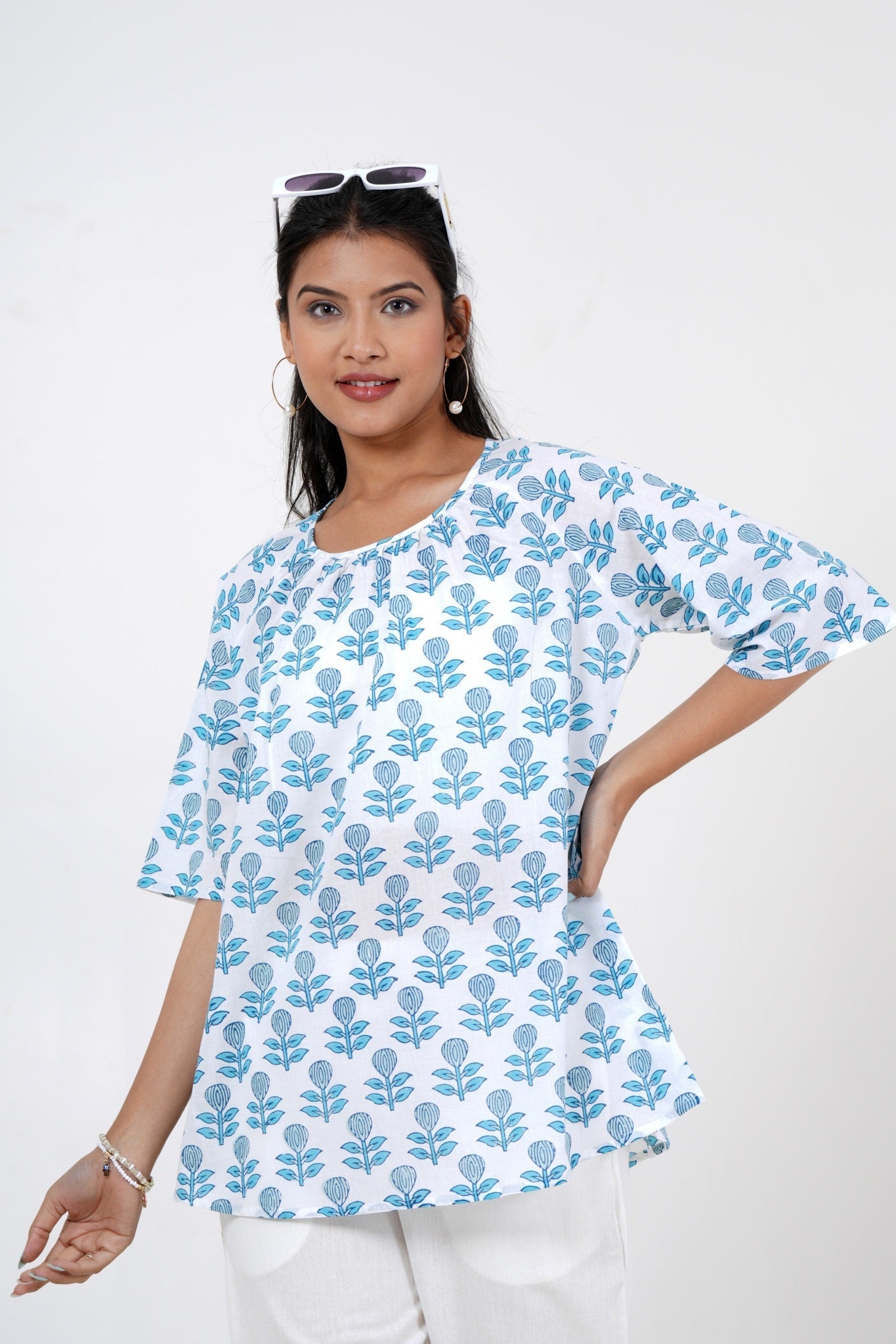 Petal Pulse Hand Block Printed Top - SootiSyahi