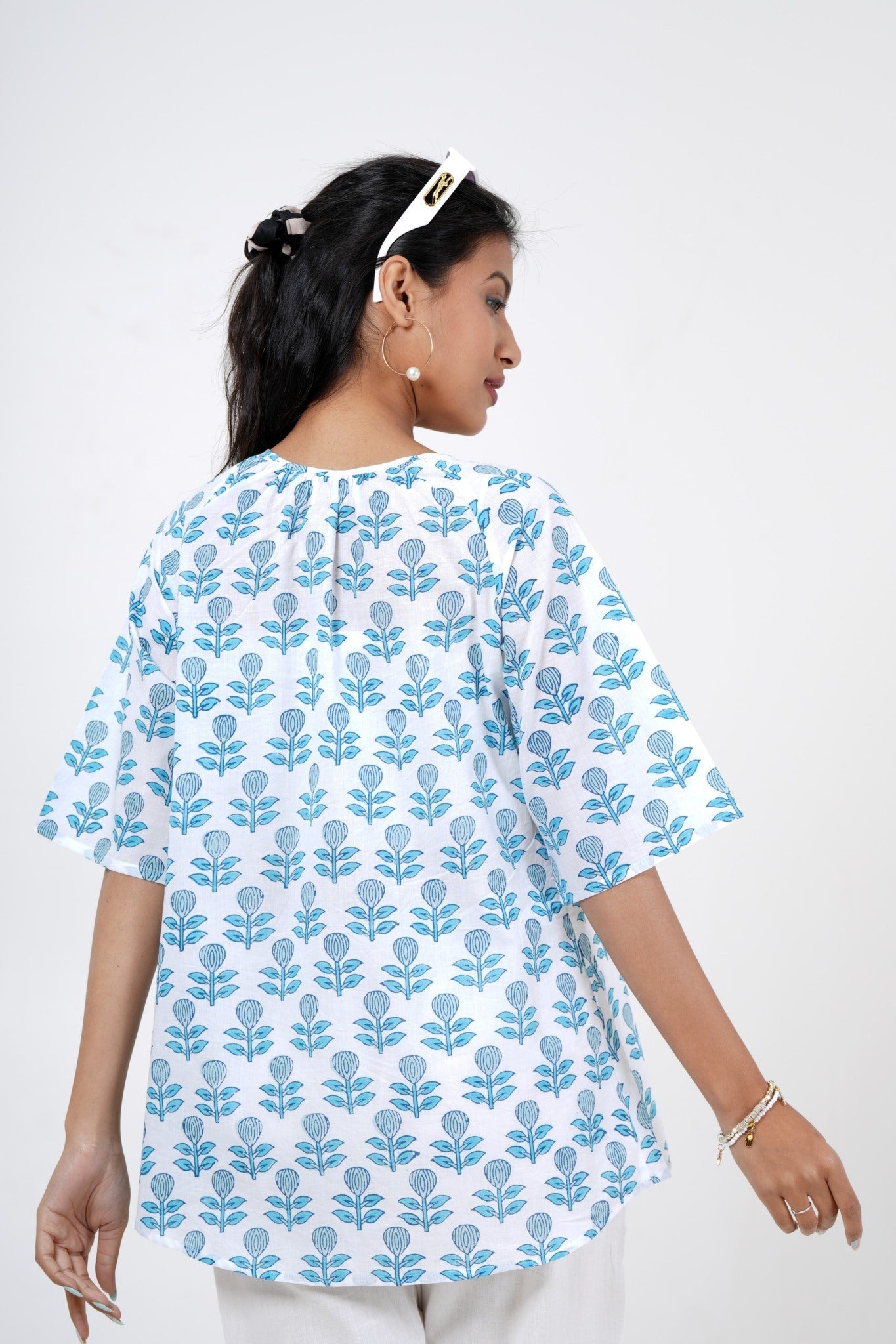 Petal Pulse Hand Block Printed Top - SootiSyahi