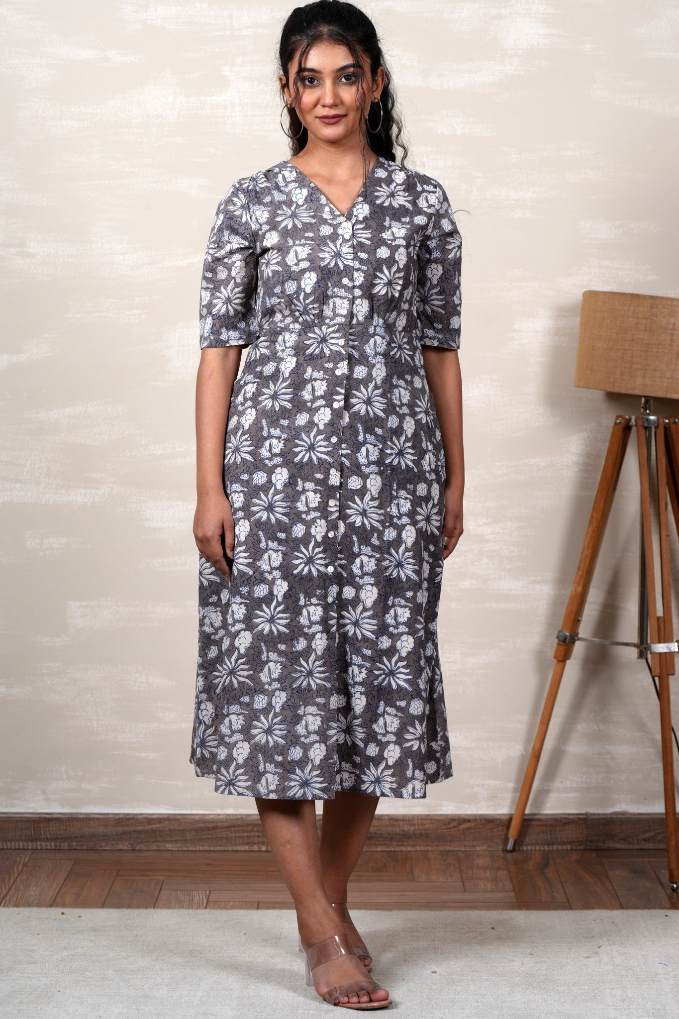 Raya Hand Block Printed Cotton Dress - SootiSyahi
