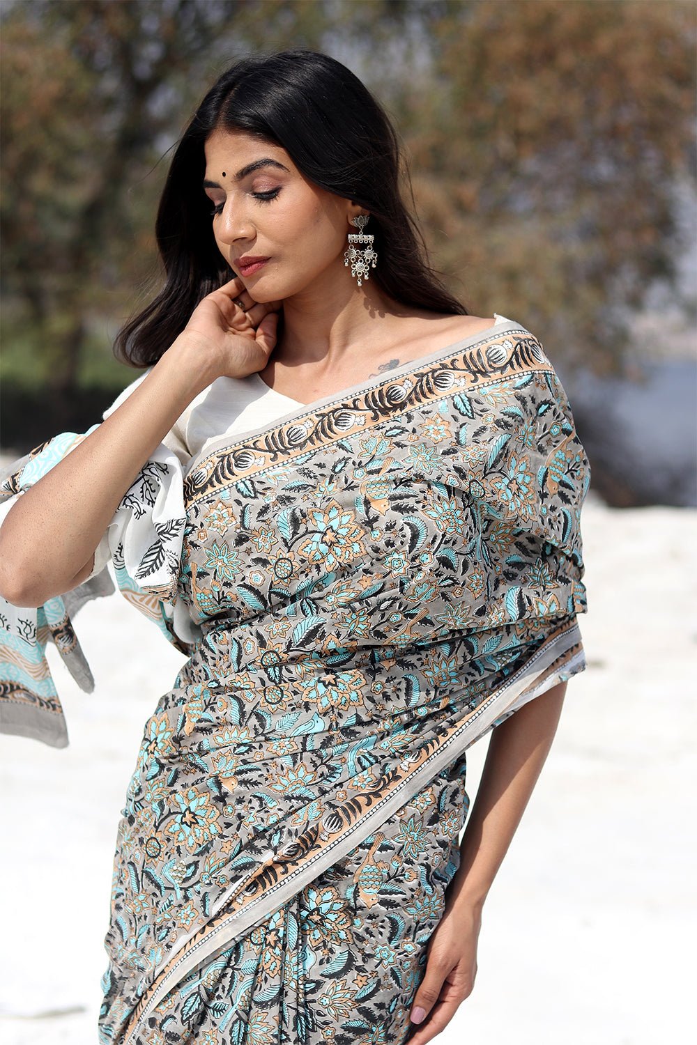 "Sapphire Mistic Rust" Cotton Saree - SootiSyahi