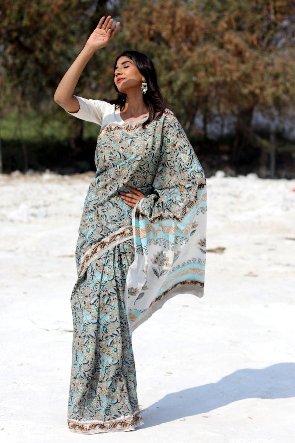 "Sapphire Mistic Rust" Cotton Saree - SootiSyahi