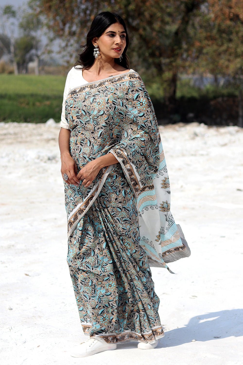 "Sapphire Mistic Rust" Cotton Saree - SootiSyahi