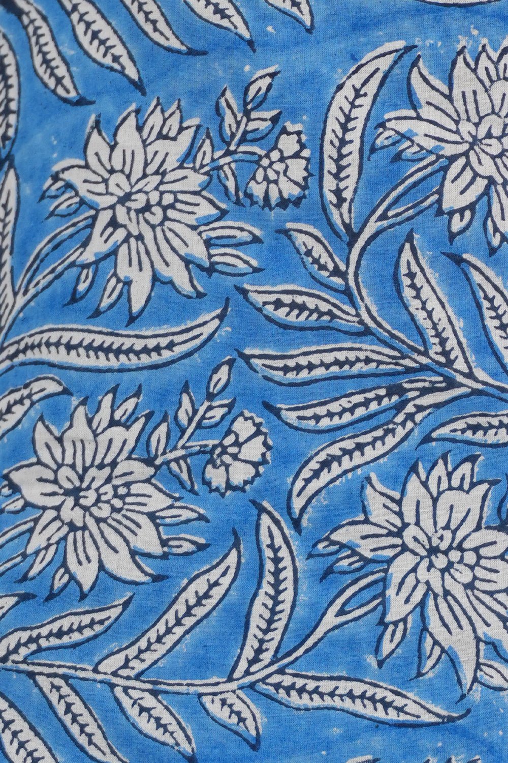 Sky Blue Botanical Bliss Block Printed Night suit - SootiSyahi