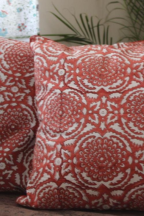 Sootisyahi 'Amaltaas' Handblock Printed Cotton Cushion Cover Set - SootiSyahi