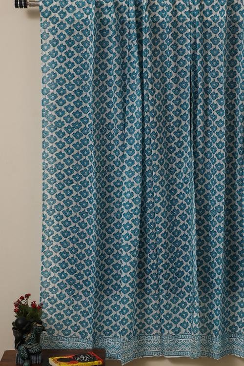 SootiSyahi 'Made on Earth' Handblock Printed Cotton Door Curtain