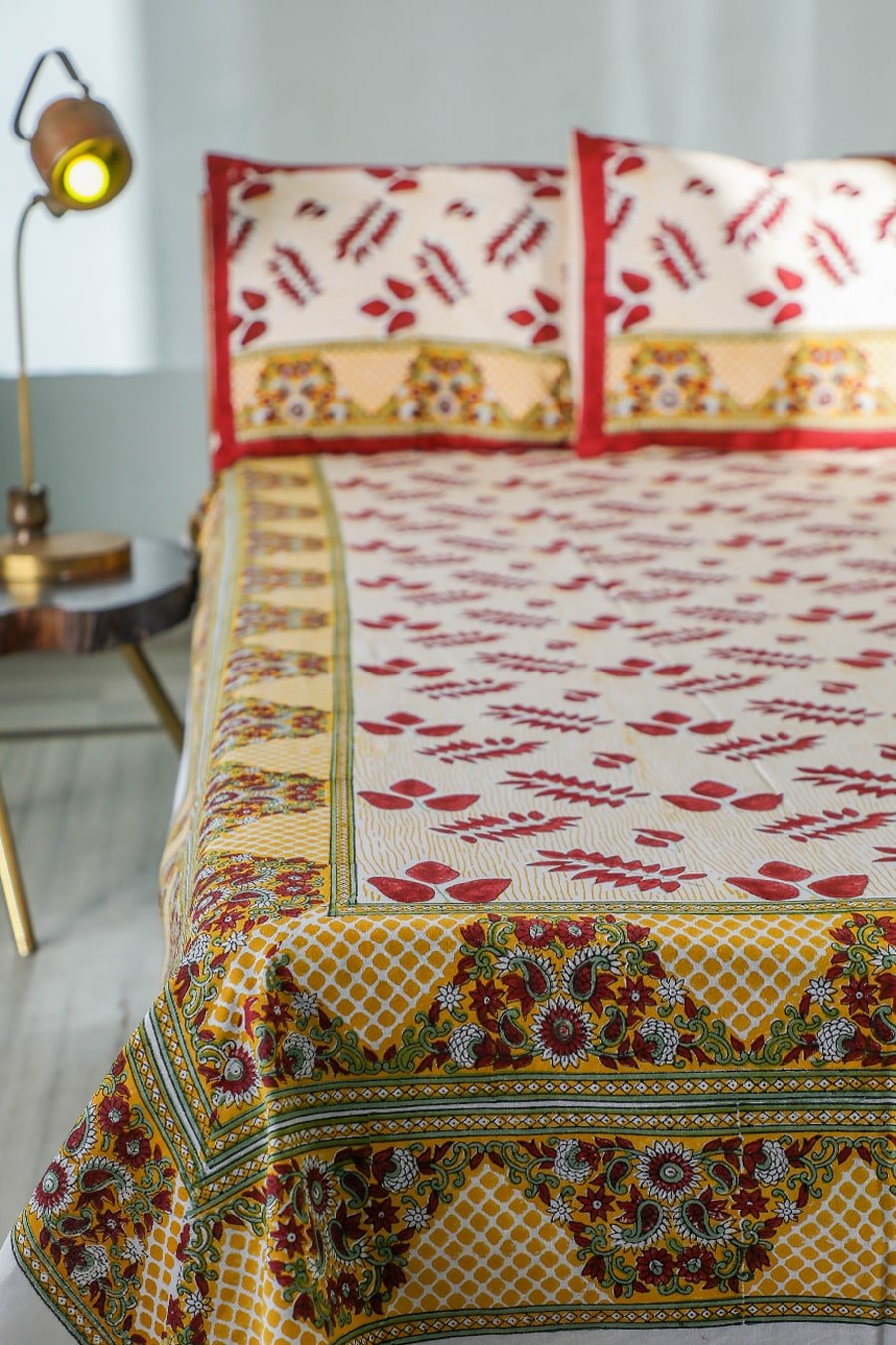 SootiSyahi 'Artful Nature' Handblock Printed Cotton Bedsheet - SootiSyahi