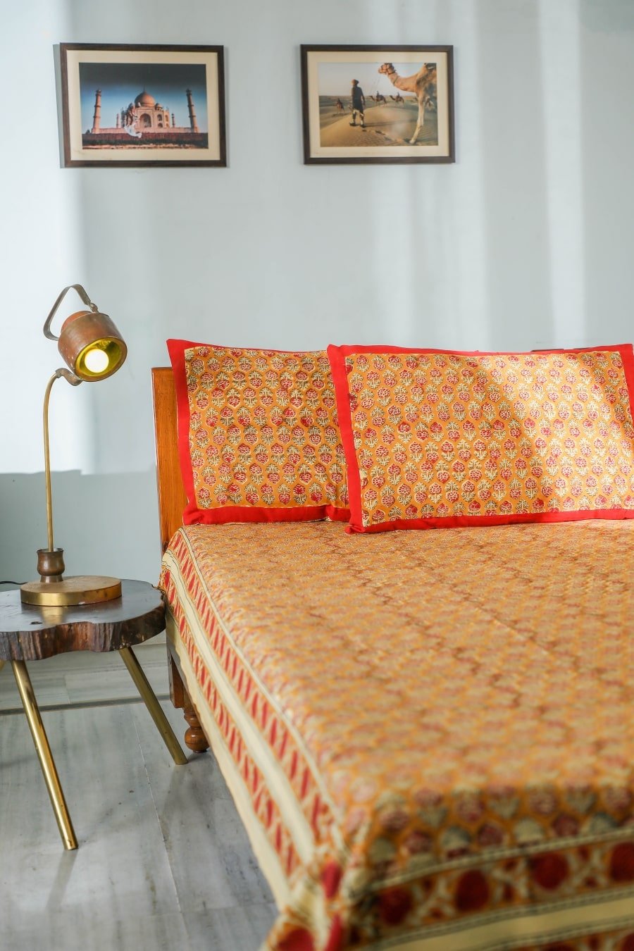 SootiSyahi 'Artistic Illusion' Handblock Printed Cotton Bedsheet - SootiSyahi