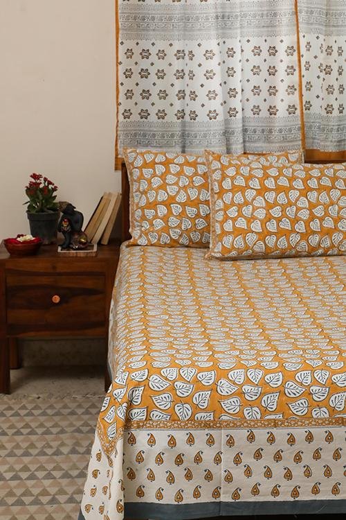 Sootisyahi 'Autumn Fall' Handblock Printed Cotton Bedsheet - SootiSyahi