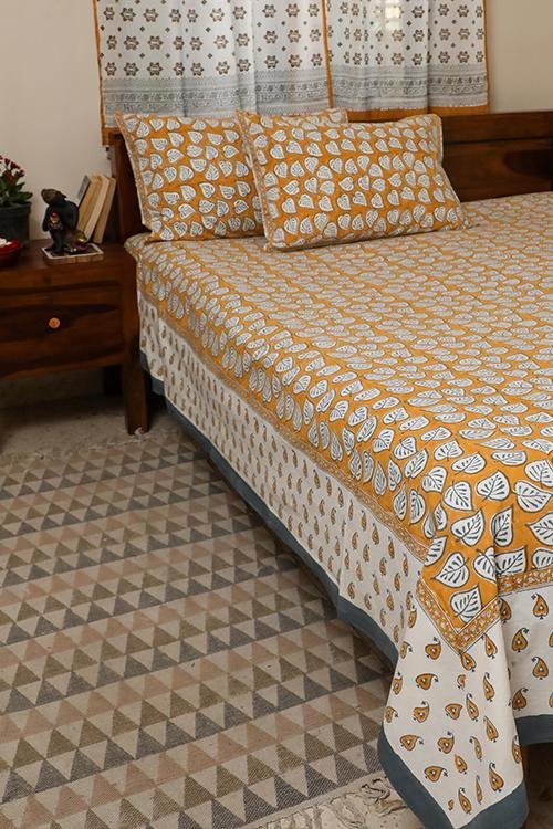 Sootisyahi 'Autumn Fall' Handblock Printed Cotton Bedsheet - SootiSyahi