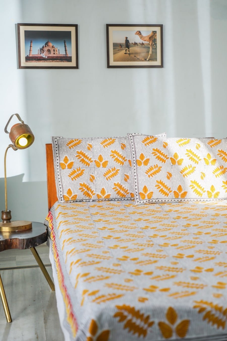 SootiSyahi 'Autumn Fest' Handblock Printed Cotton Bedsheet - SootiSyahi