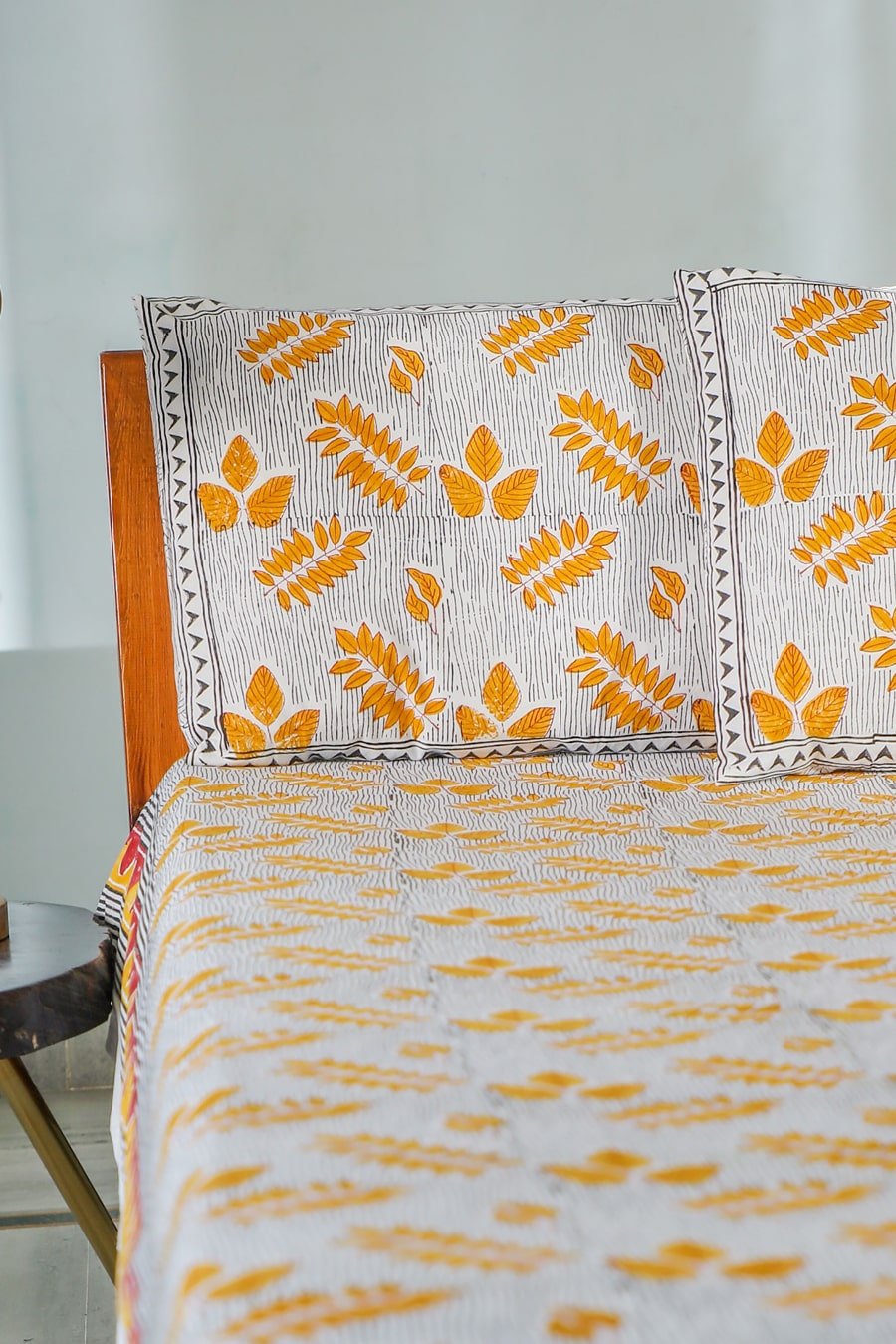 SootiSyahi 'Autumn Fest' Handblock Printed Cotton Bedsheet - SootiSyahi