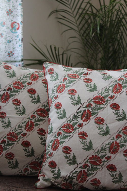 Sootisyahi 'Balsam' Handblock Printed Cotton Cushion Cover Set - SootiSyahi