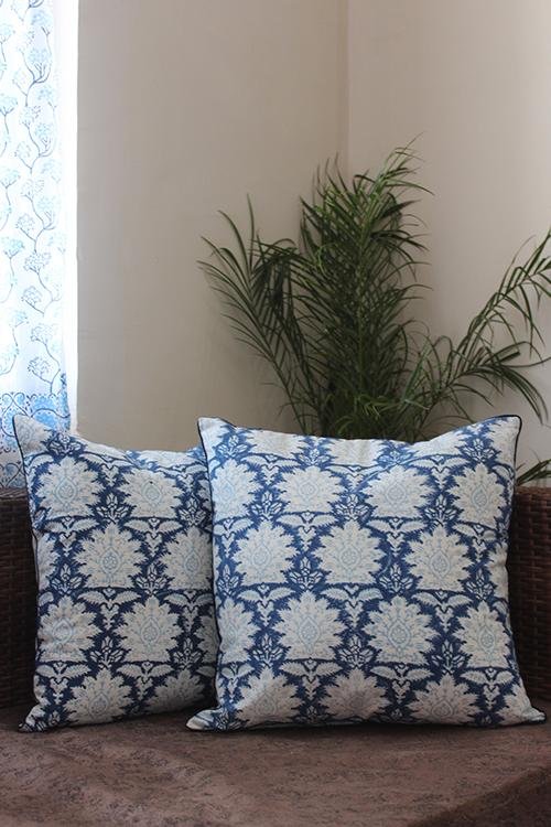 Sootisyahi 'Banuksha' Handblock Printed Cotton Cushion Cover Set - SootiSyahi