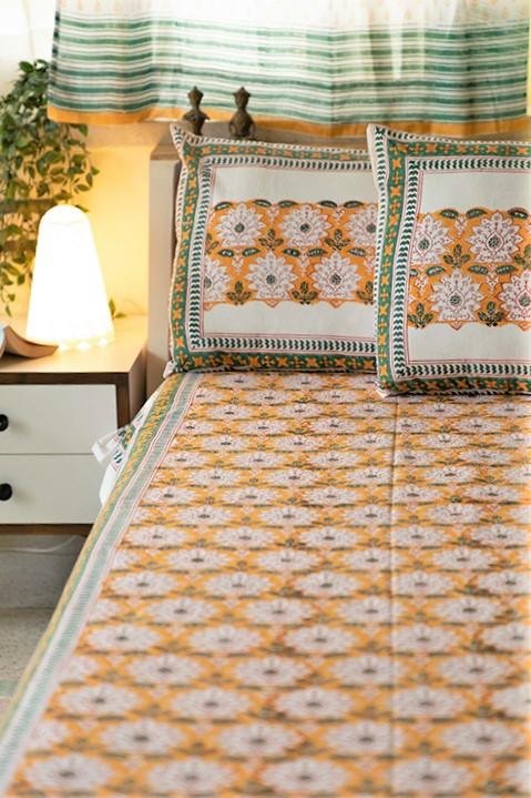 Sootisyahi 'Basant-e-Bahar' Handblock Printed Cotton Bedsheet - SootiSyahi