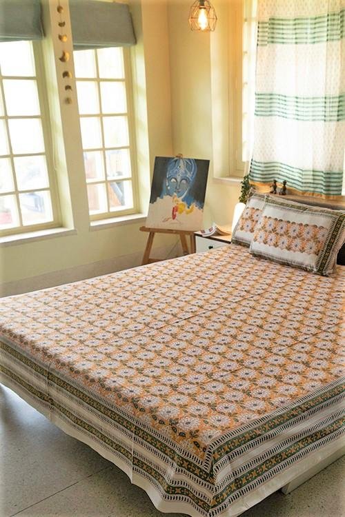 Sootisyahi 'Basant-e-Bahar' Handblock Printed Cotton Bedsheet - SootiSyahi