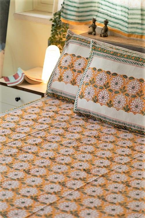 Sootisyahi 'Basant-e-Bahar' Handblock Printed Cotton Bedsheet - SootiSyahi