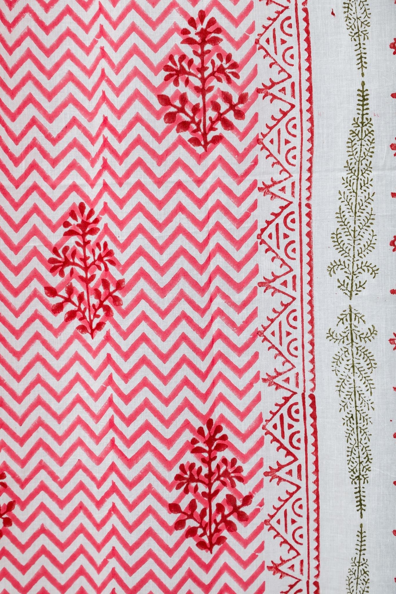 SootiSyahi 'Blast Colour Red' Handblock Printed Cotton Door Curtain - SootiSyahi