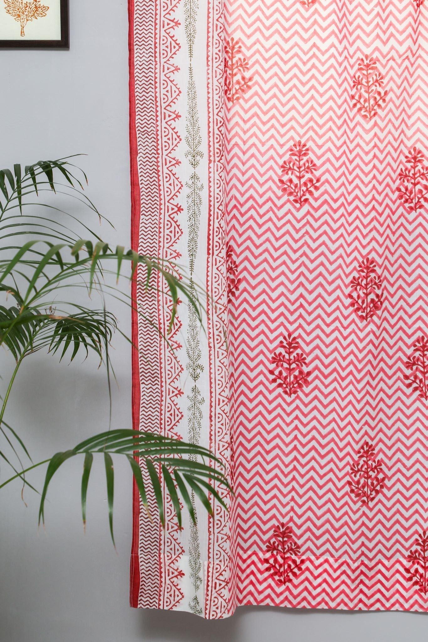 SootiSyahi 'Blast Colour Red' Handblock Printed Cotton Door Curtain - SootiSyahi