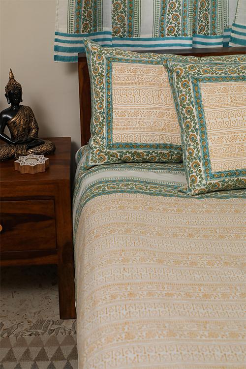 Sootisyahi 'Blooming Yellow' Handblock Printed Cotton Bedsheet - SootiSyahi