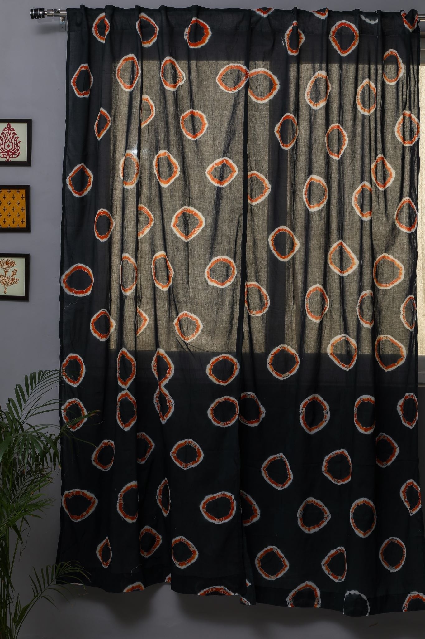 SootiSyahi 'Blue Crown' Handblock Printed Cotton Door Curtain - SootiSyahi