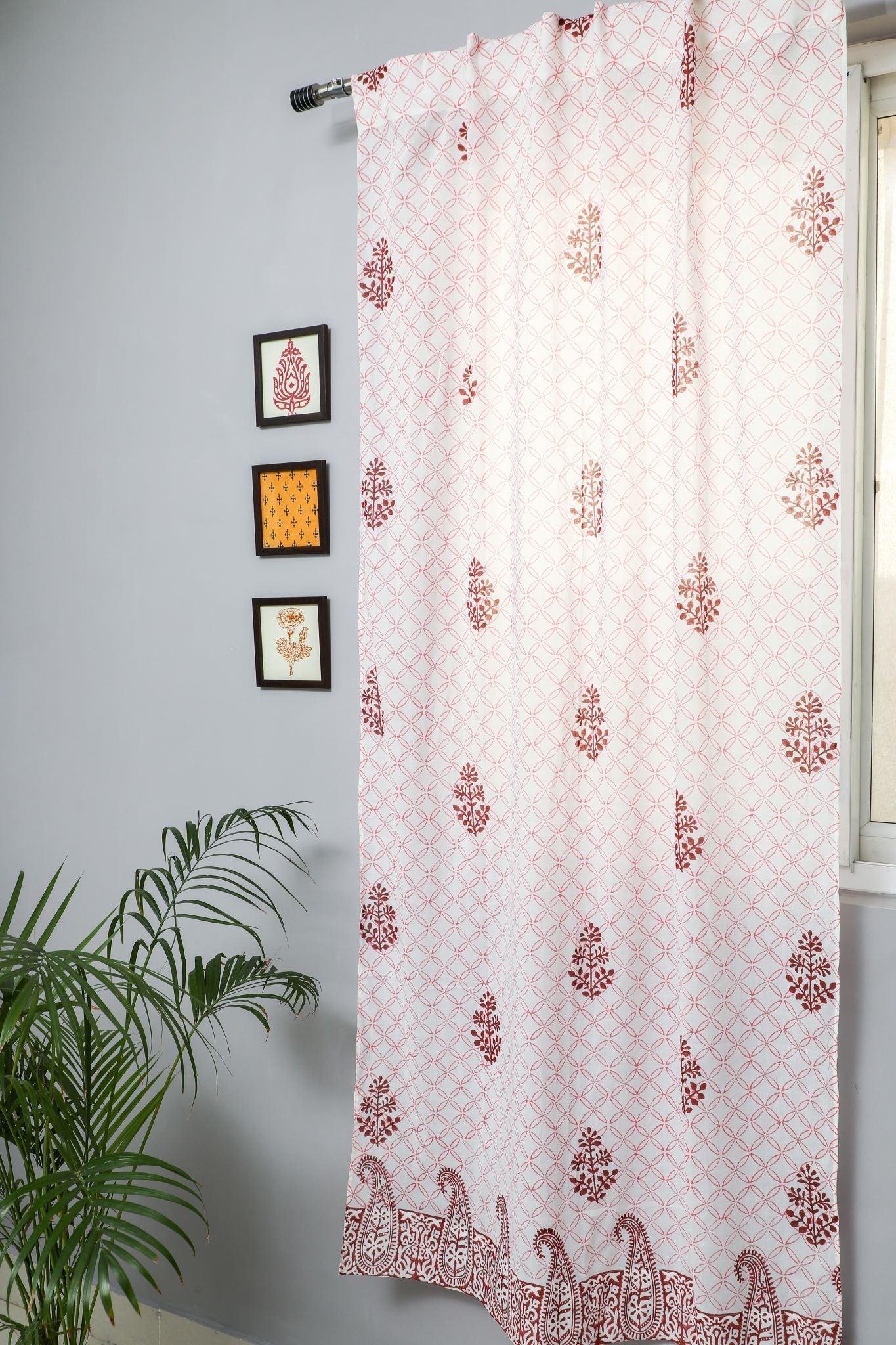 SootiSyahi 'Bunz’s Red Bangles' Handblock Printed Cotton Door Curtain - SootiSyahi