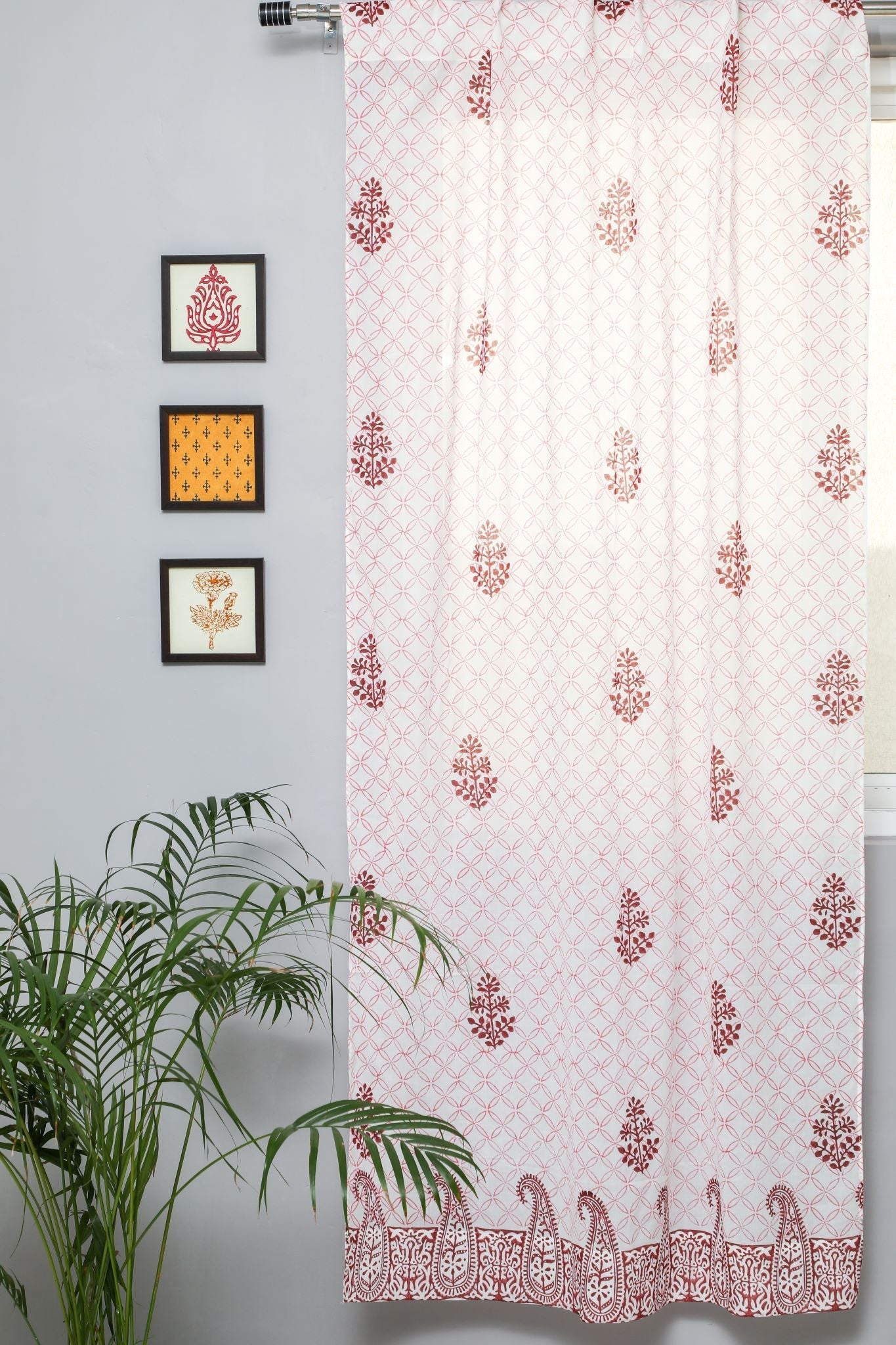 SootiSyahi 'Bunz’s Red Bangles' Handblock Printed Cotton Door Curtain - SootiSyahi