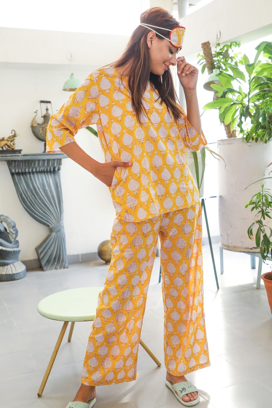 Sootisyahi 'Chrome Paramour ' Azofree Handblock Printed Pure Cotton Night Suit - SootiSyahi