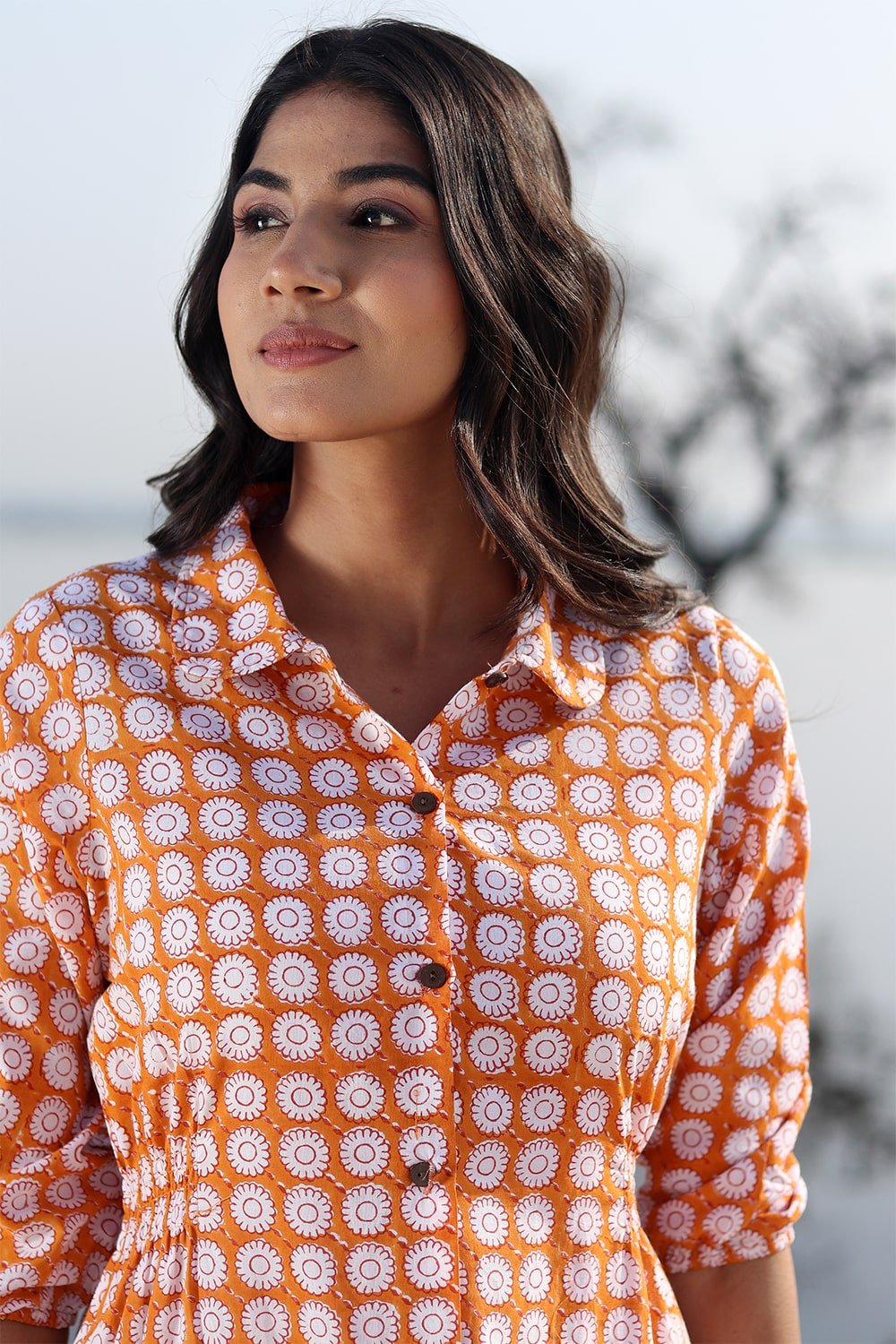 SootiSyahi 'Circle Tales' Hand Printed Cotton Dress - SootiSyahi