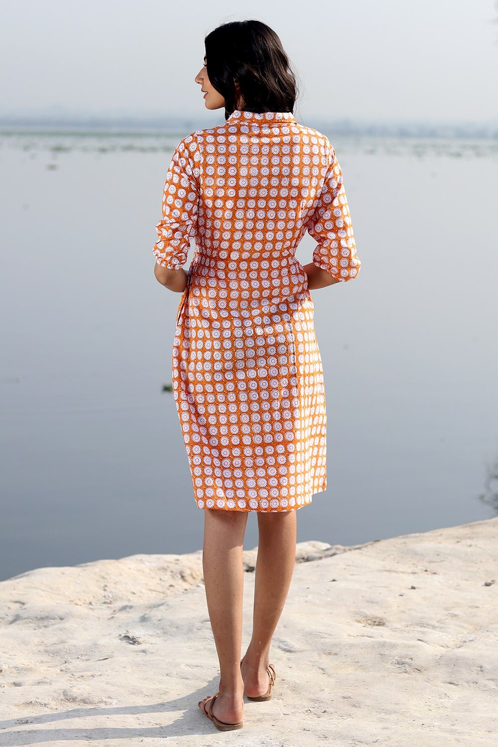 SootiSyahi 'Circle Tales' Hand Printed Cotton Dress - SootiSyahi