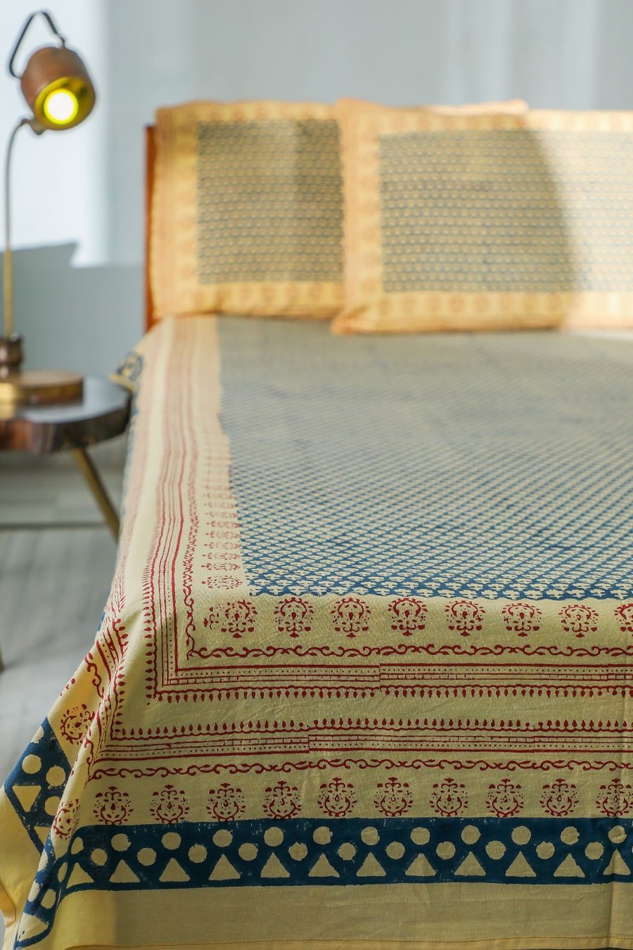 SootiSyahi 'Classic Consorts' Handblock Printed Cotton Bedsheet - SootiSyahi