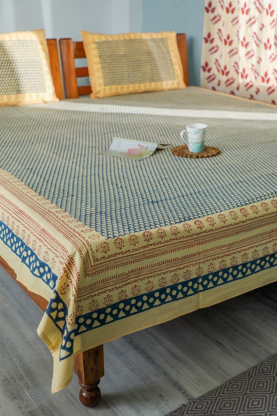 SootiSyahi 'Classic Consorts' Handblock Printed Cotton Bedsheet - SootiSyahi