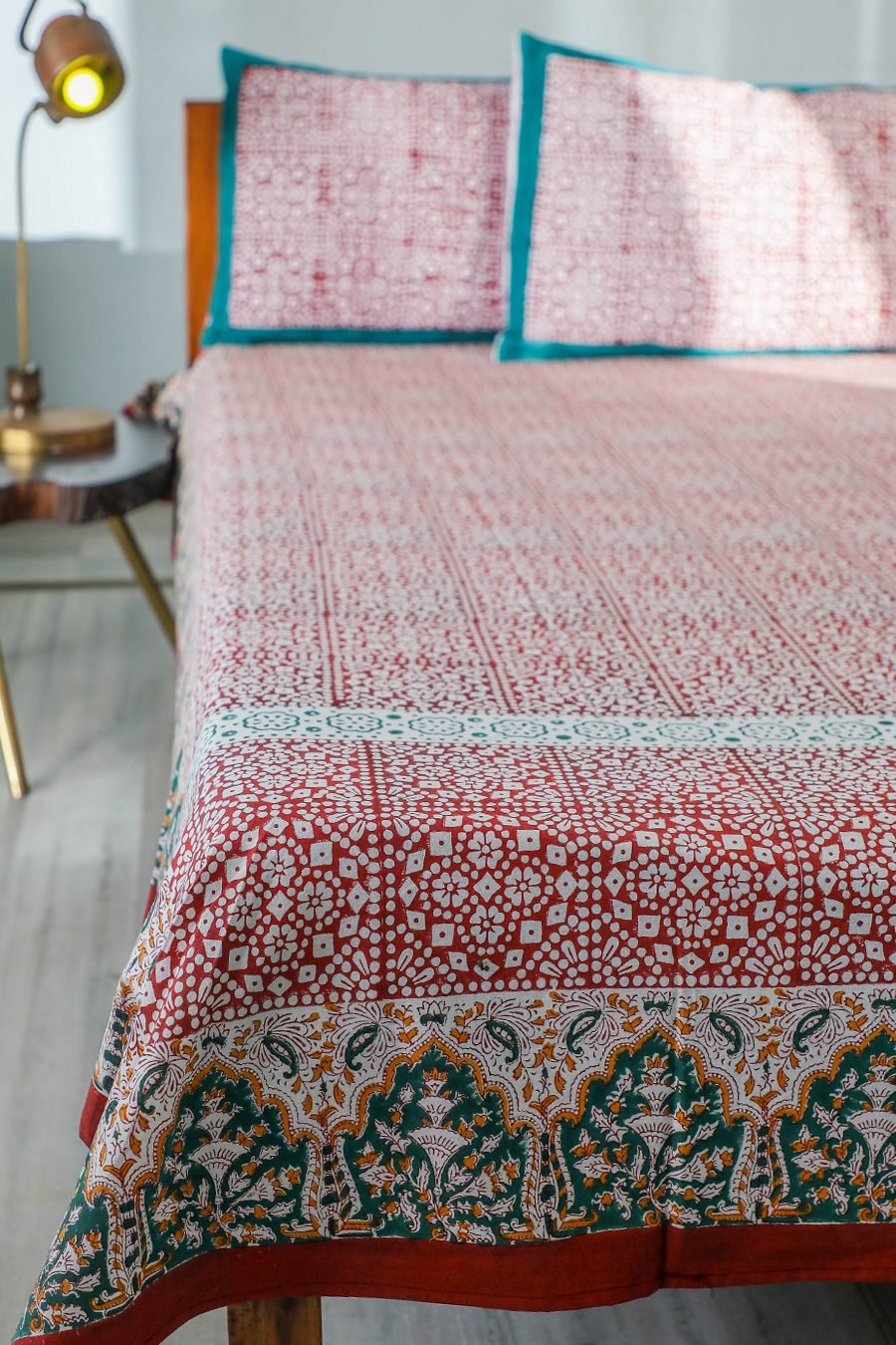 SootiSyahi 'Conventional Treasure' Handblock Printed Cotton Bedsheet - SootiSyahi