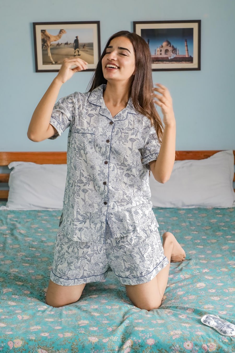 Sootisyahi 'Cozy at Jungle ' Azofree Handblock Printed Pure Cotton Night Suit - SootiSyahi