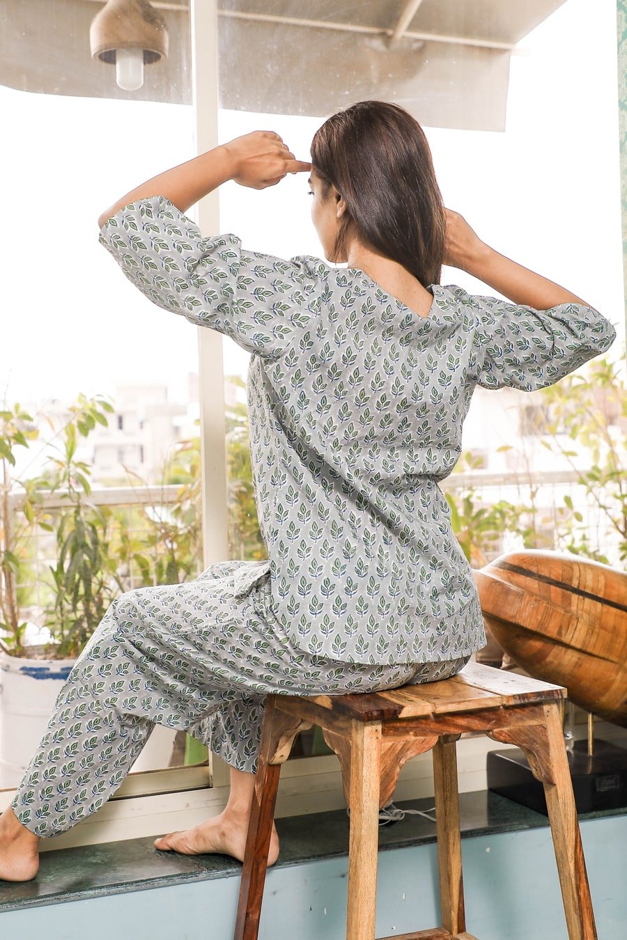 Sootisyahi 'Crystal Curiousity ' Azofree Handblock Printed Pure Cotton Night Suit - SootiSyahi