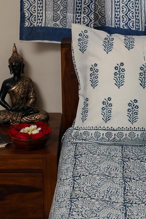 Sootisyahi 'Cuckoo' Handblock Printed Cotton Bedsheet - SootiSyahi
