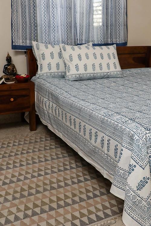 Sootisyahi 'Cuckoo' Handblock Printed Cotton Bedsheet - SootiSyahi