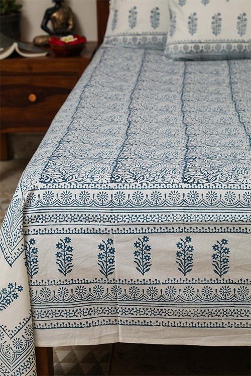 Sootisyahi 'Cuckoo' Handblock Printed Cotton Bedsheet - SootiSyahi