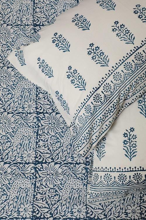 Sootisyahi 'Cuckoo' Handblock Printed Cotton Bedsheet - SootiSyahi
